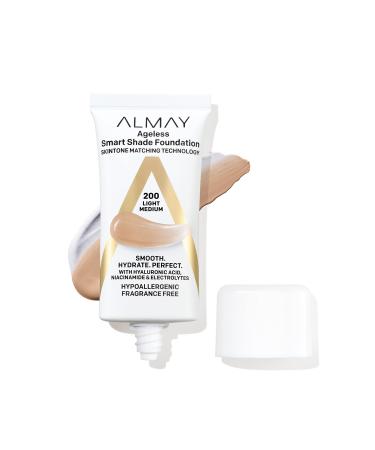 Anti-Aging Foundation by Almay  Smart Shade Face Makeup with Hyaluronic Acid  Niacinamide  Vitamin C & E  Hypoallergenic-Fragrance Free  200 Light Medium  1 Fl Oz (Pack of 1) LIGHT MEDIUM 1 Fl Oz (Pack of 1) - Buy Online on GoSupps.com