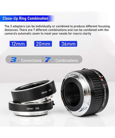 Viltrox Metal Mount Auto Focus Macro Extension Tube Set for Canon EF & EF-S Lens DSLR Camera - 12mm 20mm 36mm - Compatible with 760D 700D 90D 80D 70D 5D 6D 7D 1300D Rebel T6 T7 T5 T8i T7i T6i T6s T5i T4i SL3 - Buy Online on GoSupps.com