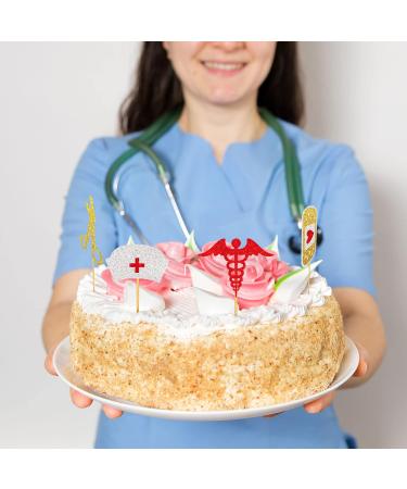 Whaline 25Pcs Nurse Theme Cupcake Toppers Glitter Stethoscope Heartbeats Cupcake Food Sticks Thank You Nurses Paper Cake Picks for Nurse Graduation Retirement Party Supplies Cake Decoration 9 Design - Buy Online on GoSupps.com