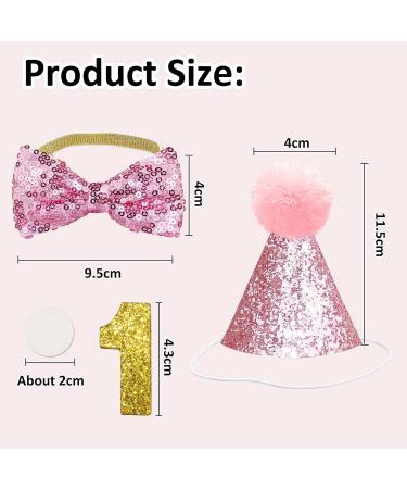 Dog Birthday Hat Dog Birthday Bandana Girl Hat Kit Bow Tie Collar With Gold Number for Pet Birthday Decorations Pet Puppy Cat Costumes Headwear Accessories Pink - Buy Online on GoSupps.com