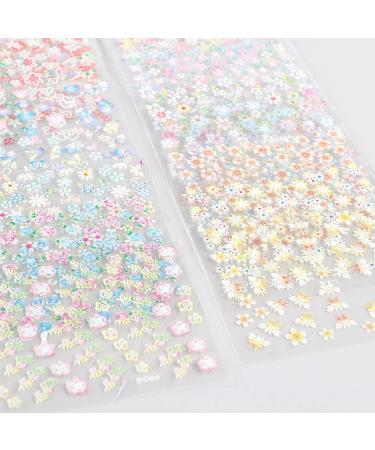 30 Colorful Flower Nail Art Sticker Decals - Self Adhesive 3D Designs with Glitter - Nail Art Supplies for Women - Buy Online on GoSupps.com