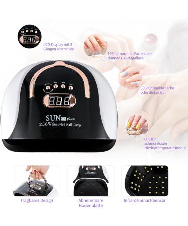 LIARTY Portable 256W UV LED Nail Dryer Lamp - Professional Gel Nail Lamp with LCD Display for Perfect Nails - Buy Online on GoSupps.com