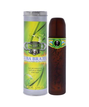 Cuba Brazil Eau De Toilette Spray for Men 3.3 Ounce Woody Aromatic with notes of Lavender Sage Basil Vetiver Sandalwood and Tonka Bean 3.3 Fl Oz (Pack of 1)