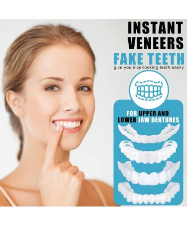 4 Set Fake Teeth Veneers: Temporary Denture Snap in Teeth for Men and Women - Confidence Smile Dentures with Mini Tweezers - Bad Teeth Whitening Alternative - Buy Online on GoSupps.com