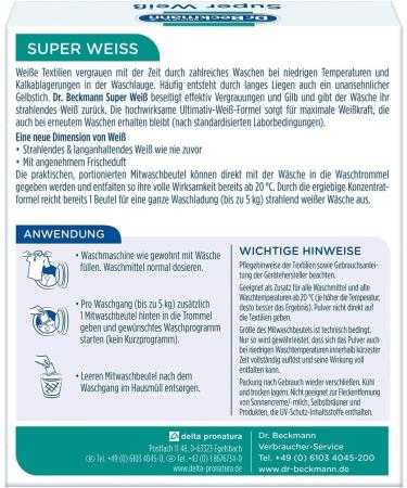Dr. Beckmann Super White Powder | Removes Grass Stains & Yellowing | Brightens Laundry | 2x40g Pack - International Shipping - Buy Online on GoSupps.com