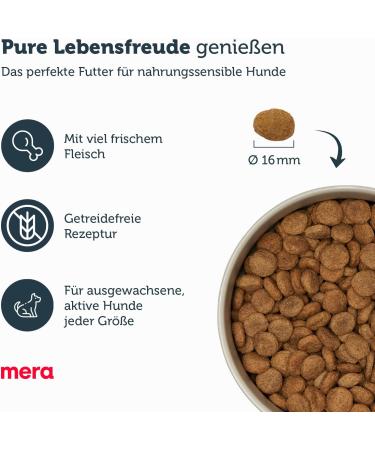Mera Pure Sensitive Turkey & Potatoes Dog Food - Grain-Free Dry Dog Food for Adults (4 kg) - Healthy Fresh Meat Formula - Buy Online on GoSupps.com