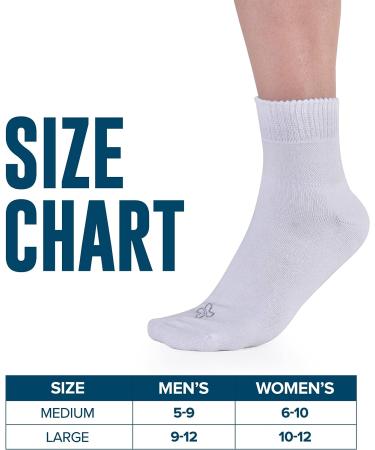 Doctor's Select Bamboo Diabetic Socks Women & Men - 4 Pairs Ankle Neuropathy Socks | Diabetic Socks for Women Size 6-9 | 9-11 Large White - 4 Pairs - Buy Online on GoSupps.com