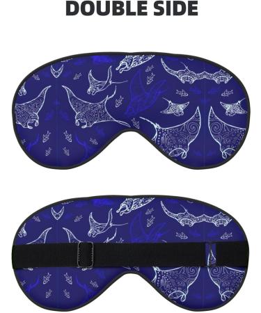 Comfortable Unisex Manta Ray & Fish Print Eye Mask - Adjustable Soft Sleeping Face Mask for Travel & Relaxation - Buy Online on GoSupps.com