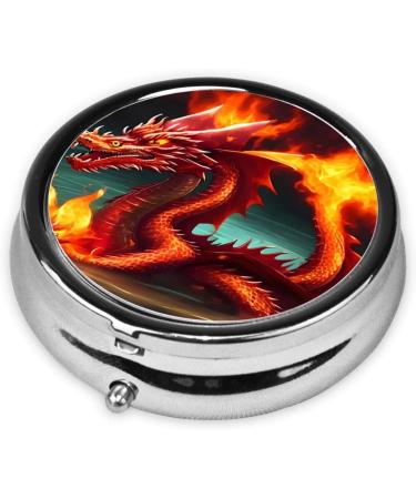 Dragon King Fireround Pill Box - 3 Compartment Portable Organizer for Travel & Purse - Buy Online on GoSupps.com