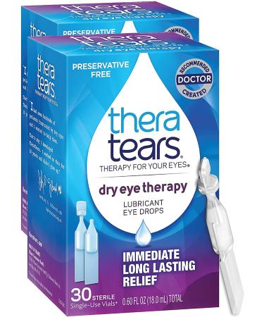 TheraTears Dry Eye Therapy Eye Drops for Dry Eyes Preservative Free 30 Vials 2 Pack 30 Count (Pack of 2)