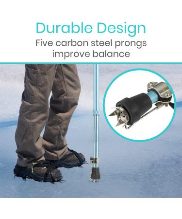 Vive Cane Tips for Ice - Heavy Duty Metal 4-Prong Attachments (2 Pack) | Winter Safety Grip for Walking Sticks, Trekking Poles, Crutches - Buy Online on GoSupps.com