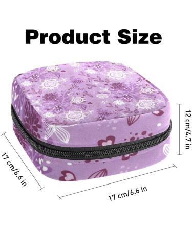 Purple Flowers Portable Menstrual Cup & Pad Storage Bag for Girls & Women - Zipper Pocket Art Design - Buy Online on GoSupps.com