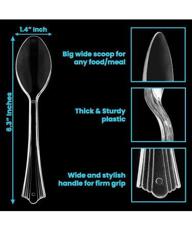 Lonezo 150 Count Clear Plastic Disposable Spoons - Eco-Friendly, Shatter Resistant, Heavy Duty Cutlery - Buy Online on GoSupps.com