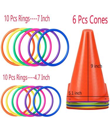 OBTANIM 26 Pcs Plastic Cones Ring Toss Combo Set - Fun Outdoor Carnival Game for Kids and Adults - Perfect for Birthday Parties and Backyard Entertainment - Buy Online on GoSupps.com