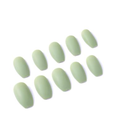 Brishow Green Press On Nails - Matte Ballerina Acrylic Fake Nails | 24 Piece Set for Women & Girls - Glue-On Short Artificial Nails - Buy Online on GoSupps.com