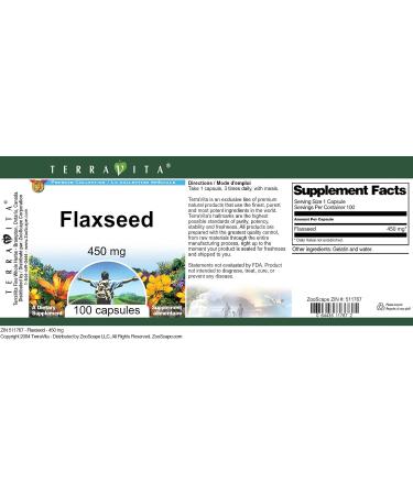 Flaxseed - 450 mg (100 Capsules ZIN: 511767) - Buy Online on GoSupps.com