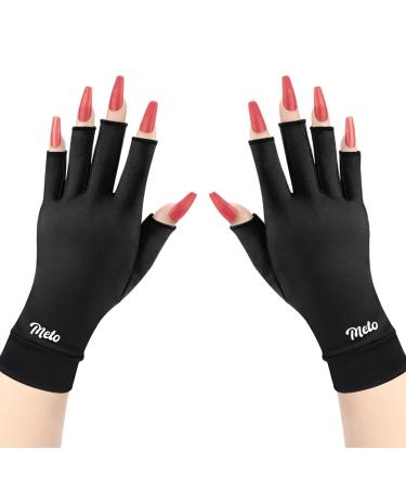 Meto UV Nail Gloves, Professional UPF50+ UV Light Gloves for Gel Nails, Skin Care UV Protection Gloves, Fingerless UV Gloves for Nails for Protecting Hands from UV Light (Black)