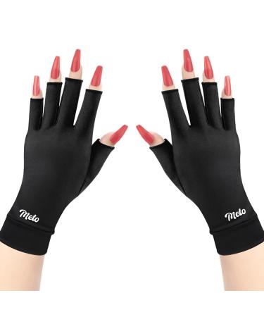 Meto UV Nail Gloves, Professional UPF50+ UV Light Gloves for Gel Nails, Skin Care UV Protection Gloves, Fingerless UV Gloves for Nails for Protecting Hands from UV Light (Black)