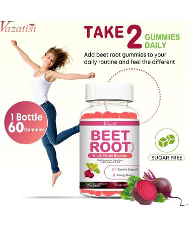 Beet Root Gummies 7000MG Nitric Oxide Beetroot Gummies with Coq 10, Grape Seed, Pomegranate for Circulation & Energy Support Vegan, Non-GMO, 120 Beet Chews 60 Count (Pack of 2) - Buy Online on GoSupps.com