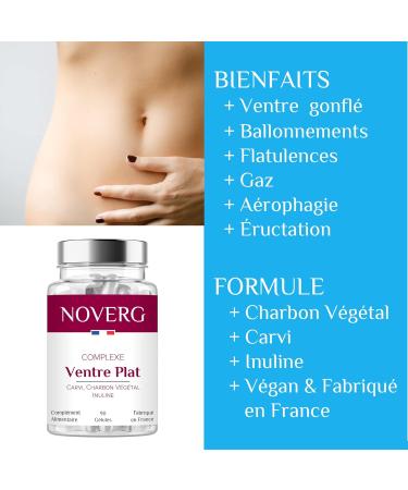 Flat Stomach | Bloating Swollen Stomach Flatulence Gas | Caraway Vegetable Charcoal Inulin | Vegan | 90 Capsules | Made - Buy Online on GoSupps.com