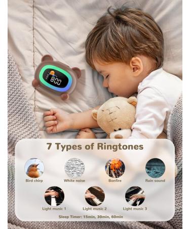 LIORQUE Kids Alarm Clock Children's Sleep Trainer Grow Clocks for Kids with Sun & Moon Rise Wake Up Light & Night Light Sleep Training Clock for Toddlers Bedroom Bear - Buy Online on GoSupps.com