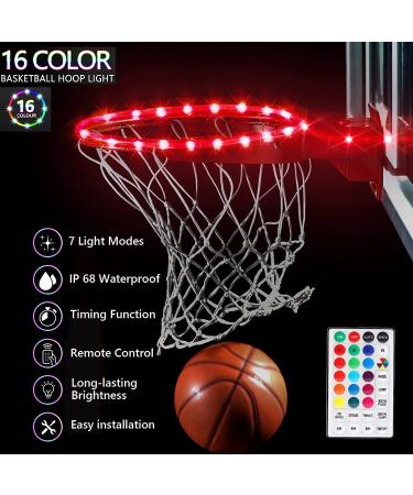 Waterproof LED Basketball Hoop Light with Remote Control - Super Bright Rim Lights - 16 Colors & 7 Lighting Effects - Perfect for Night Outdoor Games - Buy Online on GoSupps.com