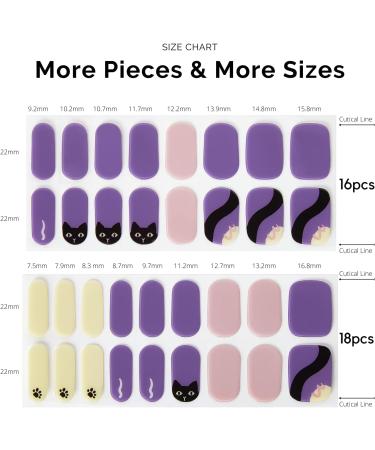 NAILOG Semi Cured Gel Nail Strips 34 pcs Salon-Quality Gel Nail Stickers Long Lasting Nail Wraps for Women with Soft Gel Finish Animal Print Black Cat - Buy Online on GoSupps.com