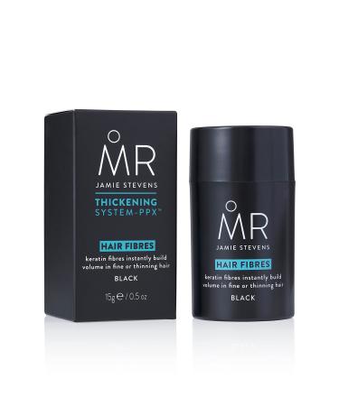 MR Jamie Stevens Hair Fibres for Black Hair Hair Building Fibre with Keratin Conceals Thinning and Balding Hair 15 ml