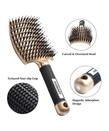 FIXBODY Boar Bristle Hair Brush - Curved Vented Oversize Design for Women Long Thick Curly Hair - Gold - Buy Online on GoSupps.com