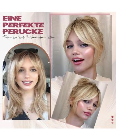 Blonde Shoulder Length Layered Wig for Women | Platinum Bob & Ponytail - Heat-Resistant Synthetic Hair for Party & Cosplay - Buy Online on GoSupps.com