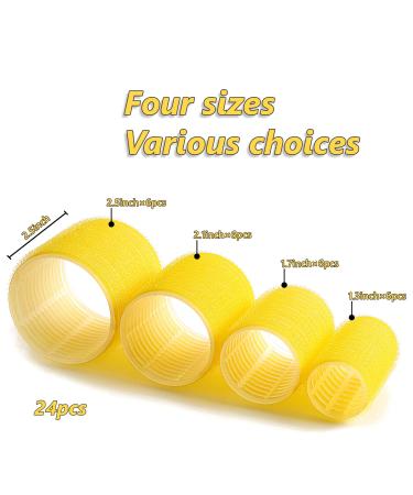 Jumbo Self-Grip Hair Curlers for Long Hair - 2.5 inch Rollers, 24 Pack Yellow - Buy Online on GoSupps.com