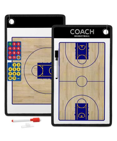 LEAP Magnetic Coach Board Double Sided Design Premium Dry Erase Coaches Clipboard with Two Marker Pen and Two Sets of Magnetic Marker for Basketball Soccer Ice Hockey Volleyball Baseball Magnetic Basketball Board