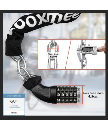 Looxmeer 90cm Bicycle Lock - High Safety Chain Lock with 5-Digit Code Hardened Steel Black - Secure Your Bike Anywhere - Buy Online on GoSupps.com