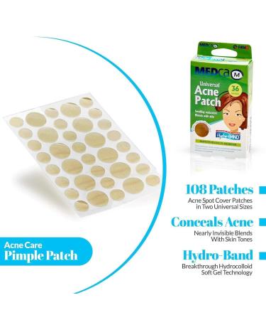 MEDca Acne Care Pimple Patch - Hydrocolloid Bandages (108 Count) | Acne Spot Treatment for Face & Skin | Conceals & Reduces Pimples and Blackheads | 108 Piece Assortment - Buy Online on GoSupps.com