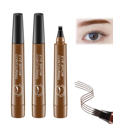 Makefullbeauty Eyebrow Makefullbeauty Waterproof Natural Eyebrow Pen Makefullbeauty Brow Pen Magical Waterproof Brow Pen Micro Fork Tip Precise Brow Pen Point Eyebrow Pencil Liquid Pen Makeup 2*light Brown