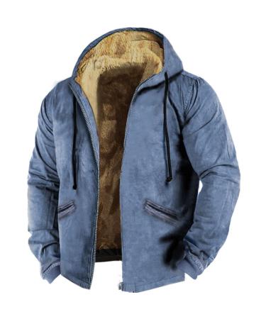 Hanxiulin coat plush jacket hoodie jacket oversize winter coat men fleece jacket down jacket windproof light quilted jacket winter jacket down jacket winter jacket blue 5xl