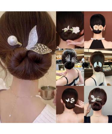 Ins Style Crystal Hair Bun Maker for Elegant French Twist Hairstyle - Double Butterflies Hair Accessories - Buy Online on GoSupps.com