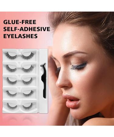 SAOTAENG Reusable Self Adhesive Natural Look Eyelashes - No Eyeliner or Glue Needed - Easy to Apply - 5 Pairs - Buy Online on GoSupps.com