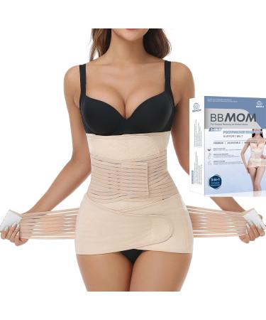 3 in 1 Postpartum Belly Wrap Abdominal Binder Belly Band C-section Recovery Belt & Sacroiliac Hip Support Belt (X-Large ZBeige) X-Large ZBeige
