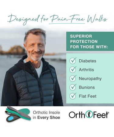 Orthofeet Plantar Fasciitis Sneakers for Men - Heel Pain Relief, Arch Support, Ergonomic Sole - Sorrento 9.5 Wide Brown - Buy Online on GoSupps.com