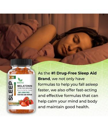 Mishas Nutraceuticals Melatonin Sleep Support Gummies for Adults 10 mg Melatonin Supplement 60 Strawberry Flavor Gummies Provides Up to 30 Days of Restful Sleep - Buy Online on GoSupps.com