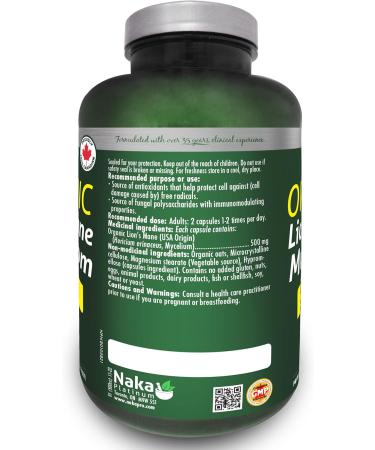 150 vcaps ORGANIC LION'S MANE Mushroom 500mg Support Brain and Heart Health Made in Canada - Buy Online on GoSupps.com