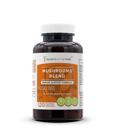 Secrets of the Tribe - Mushrooms Blend, Immune Support Formula, Herbal Supplement Blend (120 Capsules) 120 Count (Pack of 1)