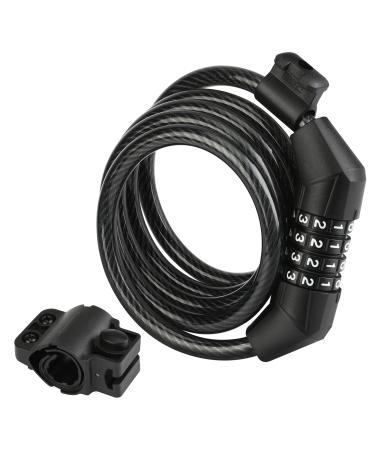 ValueMax 4FT Cable Bike Lock, 4 Digit Resettable Combination Codes, with Secure Mount Bracket, for Bicycle/Scooter/Glass Door 4FT, 4 Digit Resettable Combination Codes