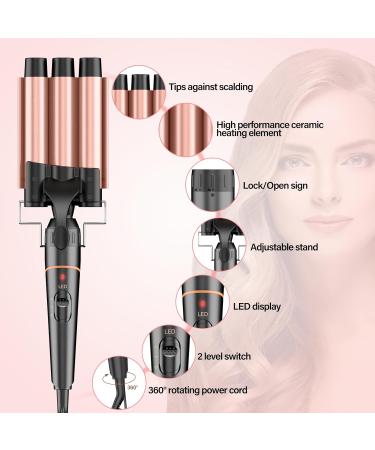 BESTOPE PRO Waver Curling Iron - 3 Barrel Hair Crimper Iron Set Fast Heating 5 in 1 Curling Wand Ideal for All Hair Types Includes Clips & Storage Bag - Rose Gold - Buy Online on GoSupps.com