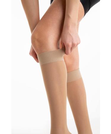 Relaxsan Basic 850P Knee Highs for Women - 22-27 mmHg Graduated Compression 140 Den Skin Color - 2 Pairs - Buy Online on GoSupps.com