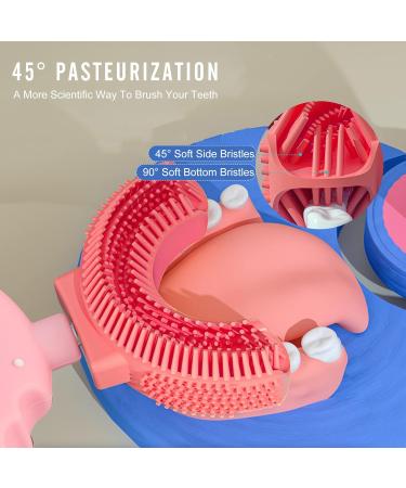 U-Shaped Toothbrush for Children | 360 Soft Silicone Donut Toothbrush for Ages 2-8 | Grundic Cleaning (Pink) - 1 Pack - Buy Online on GoSupps.com