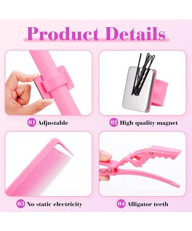 14 Pcs Hair Braiding Tool Set with Magnetic Pin Wristband, Comb, and Alligator Clips for Braid Making - Black/Pink - Buy Online on GoSupps.com