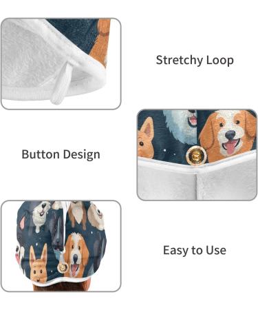 Happy Dogs Hair Towel 2 Pack - Super Absorbent Quick Dry Hair Drying Turbans for Women & Girls | Perfect Dog Bathing Accessory - Buy Online on GoSupps.com