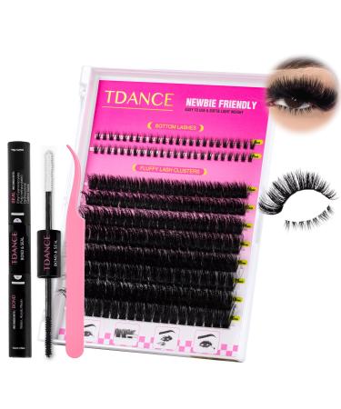 Lash Clusters Kit with Bottom Lashes Thick Volume Lash Extension Kit Individual Lashes 100D Cluster Lashes with Lower Eyelash Clusters with Lash Bond and Seal and Tweezers(Bottom+100D KIT)